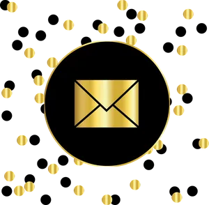 Golden Email Icon Black Background PNG image