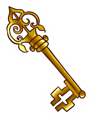 Golden Fantasy Key Sticker PNG image