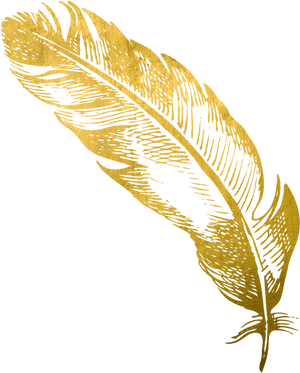 Golden Feather Pen Illustration PNG image