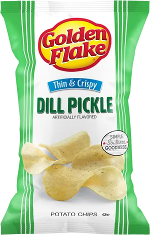 Golden Flake Dill Pickle Chips Packaging PNG image