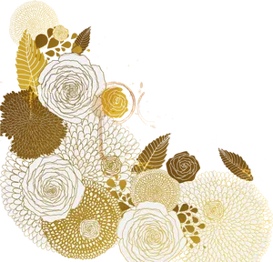 Golden Floral Artwork PNG image