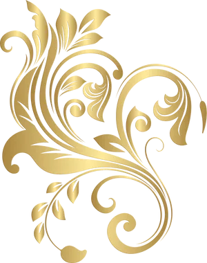 Golden Floral Decorative Element PNG image