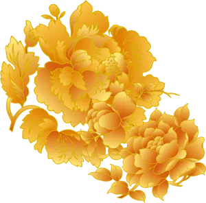 Golden Floral Design Graphic PNG image