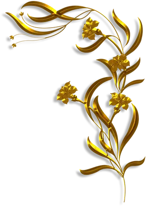 Golden_ Floral_ Design_on_ Black_ Background PNG image