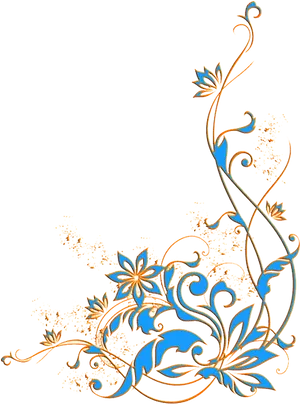 Golden Floral Designon Black PNG