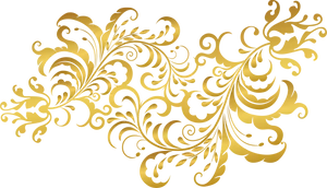 Golden Floral Designon Teal Background PNG image