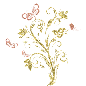 Golden Floral Designwith Butterflies