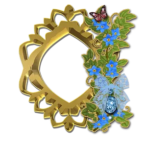 Golden Floral Framewith Butterfly PNG image