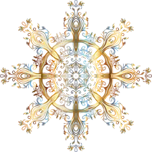 Golden Floral Mandala Design PNG image