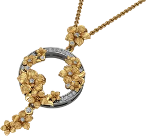 Golden Floral Pendant Design