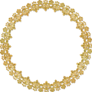 Golden Floral Round Frame PNG image