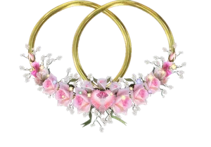 Golden Floral Wedding Frame