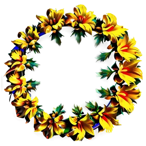 Golden Flower Circle PNG 31