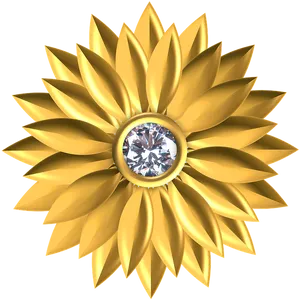 Golden Flower Diamond Center PNG