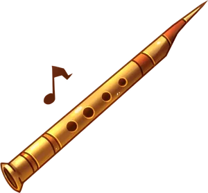 Golden Flutewith Musical Note PNG image