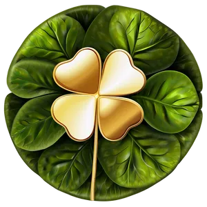 Golden Four Leaf Clover PNG 05252024