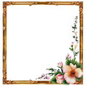 Golden Frame With Flowers Png Jwl PNG image