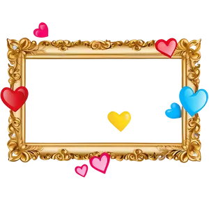 Golden Frame With Hearts Png 05252024 PNG image
