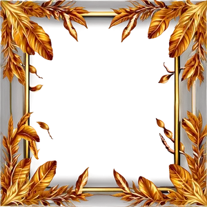 Golden Frame With Leaves Png Diu PNG image