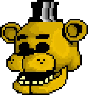 Golden_ Freddy_ Pixel_ Art_ Grid PNG image