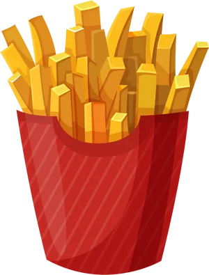 Golden French Fries Cartoon Illustration