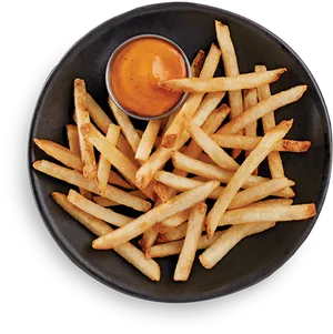 Golden French Frieswith Dipping Sauce PNG image