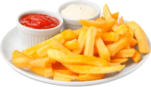 Golden French Frieswith Dipping Sauces