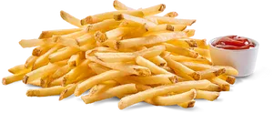 Golden French Frieswith Ketchup Dip PNG image