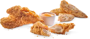 Golden_ Fried_ Fish_ Fillet_with_ Sauce PNG