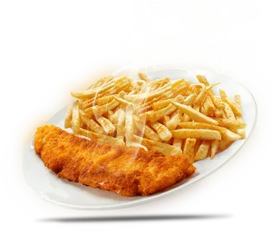 Golden Fried Fish With Fries PNG image