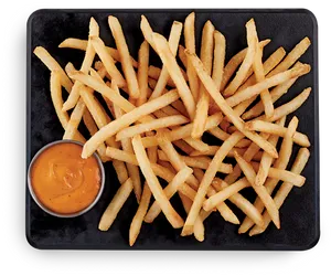 Golden Frieswith Dipping Sauce PNG image