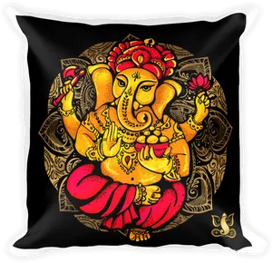Golden Ganesh Cushion Art PNG image