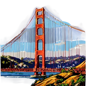 Golden Gate Bridge Artistic Illustration PNG Yvc41 PNG