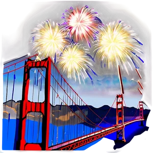 Golden Gate Bridge Fireworks Display Png 06122024 PNG image