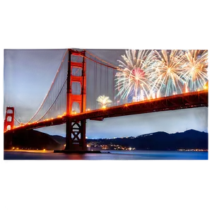 Golden Gate Bridge Fireworks Display Png 06122024 PNG image