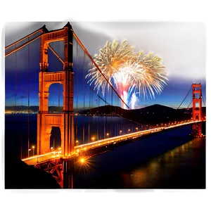 Golden Gate Bridge Fireworks Display Png Cjk38 PNG image