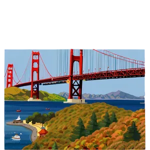 Golden Gate Bridge In Autumn Season Png Lsw62 PNG image