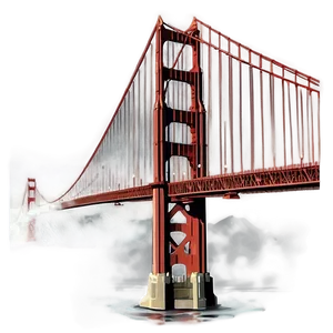 Golden Gate Bridge In Fog Silhouette PNG 06122024
