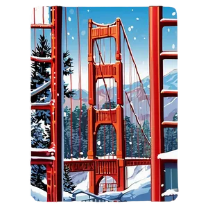 Golden Gate Bridge In Winter Snow PNG 06122024