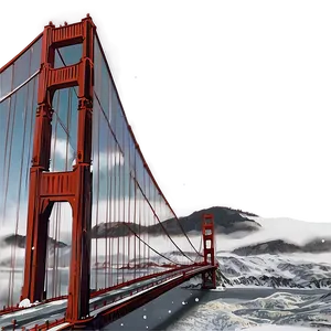 Golden Gate Bridge In Winter Snow PNG 13