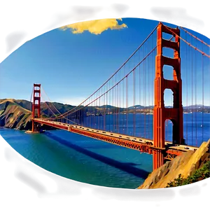 Golden Gate Bridge Panoramic View PNG Wgu