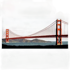 Golden Gate Bridge Vintage Style Png Mni25 PNG image