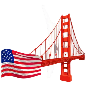Golden Gate Bridge With American Flag PNG 56