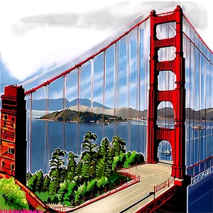 Golden Gate Bridge With Bay View Png Qip60 PNG image