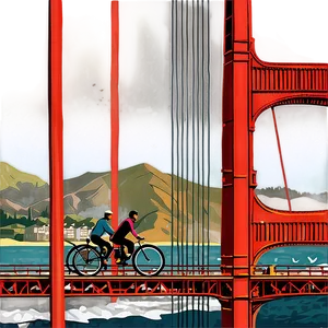 Golden Gate Bridge With Bicyclists PNG 06122024