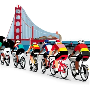 Golden Gate Bridge With Bicyclists Png Rmg16 PNG image