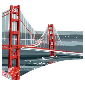 Golden Gate Bridge With Birds Flying Png 06122024 PNG image