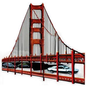 Golden Gate Bridge With Cars Crossing Png Vba PNG image