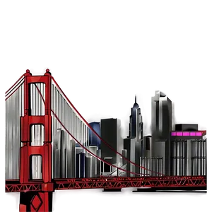 Golden Gate Bridge With City Skyline Png 11 PNG image