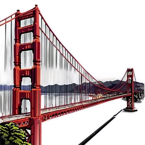 Golden Gate Bridge With City Skyline PNG 94